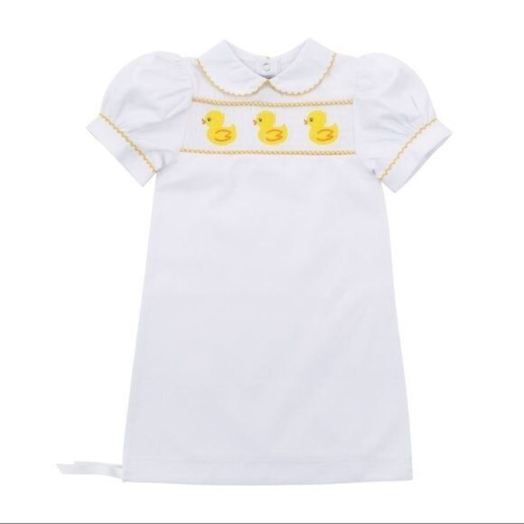 MSC Smocked Yellow Rubber Ducky day gown layette day gown 0-6m NEW duck Easter - Picture 2 of 4